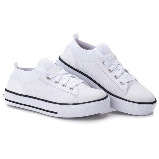 Tenis Feminino All Star Meia Varias Cores Casual + Caixa - Branco Menor preço em Tenis Feminino All Star Meia Varias Cores Casual + Caixa - Branco