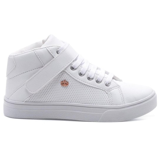 Tênis Feminino Bota Casual Cano Alto Mulher Jovem Menina Branco