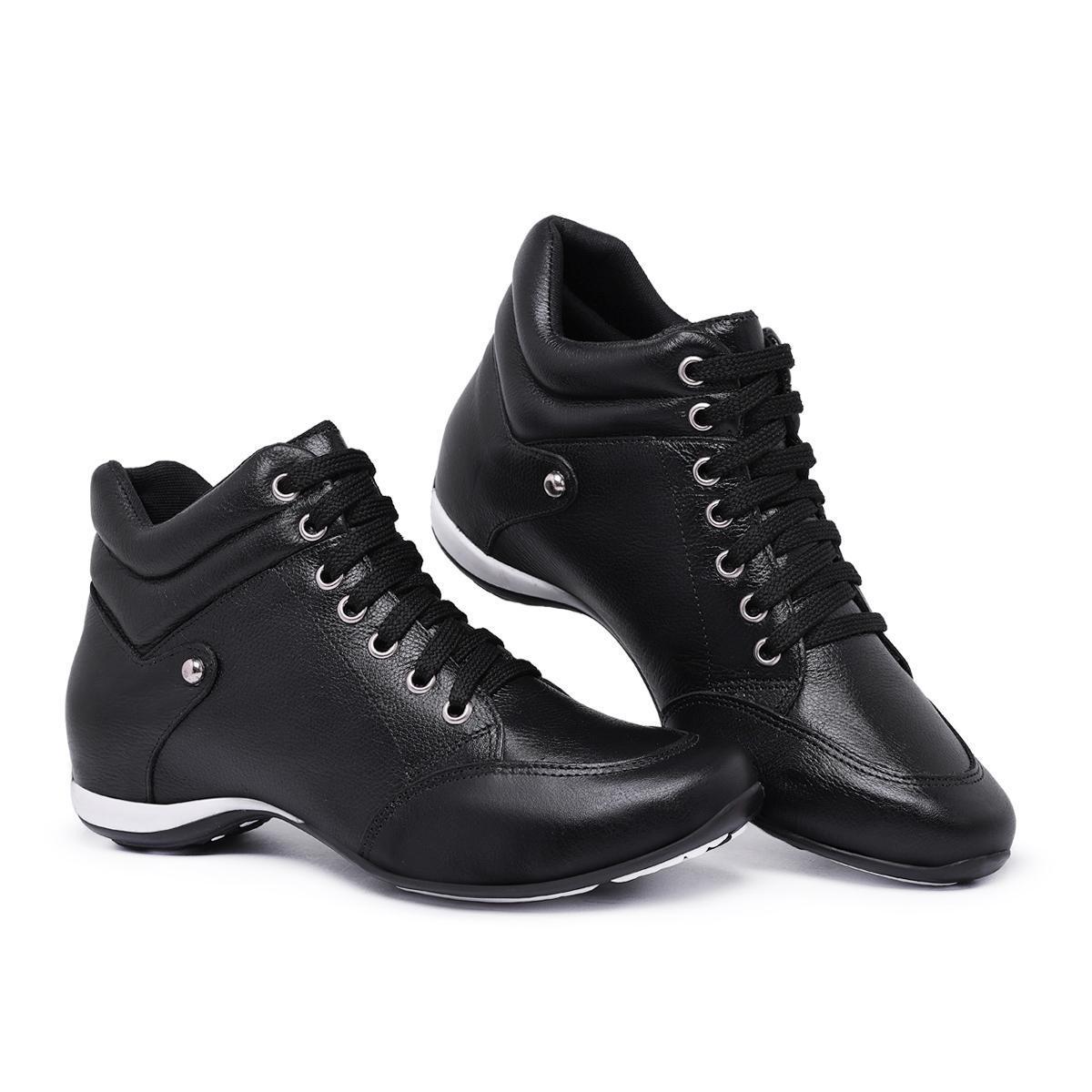 Tênis Feminino Botinha Couro Legitimo Super Confortável Menor preço em Tênis Feminino Botinha Couro Legitimo Super Confortável
