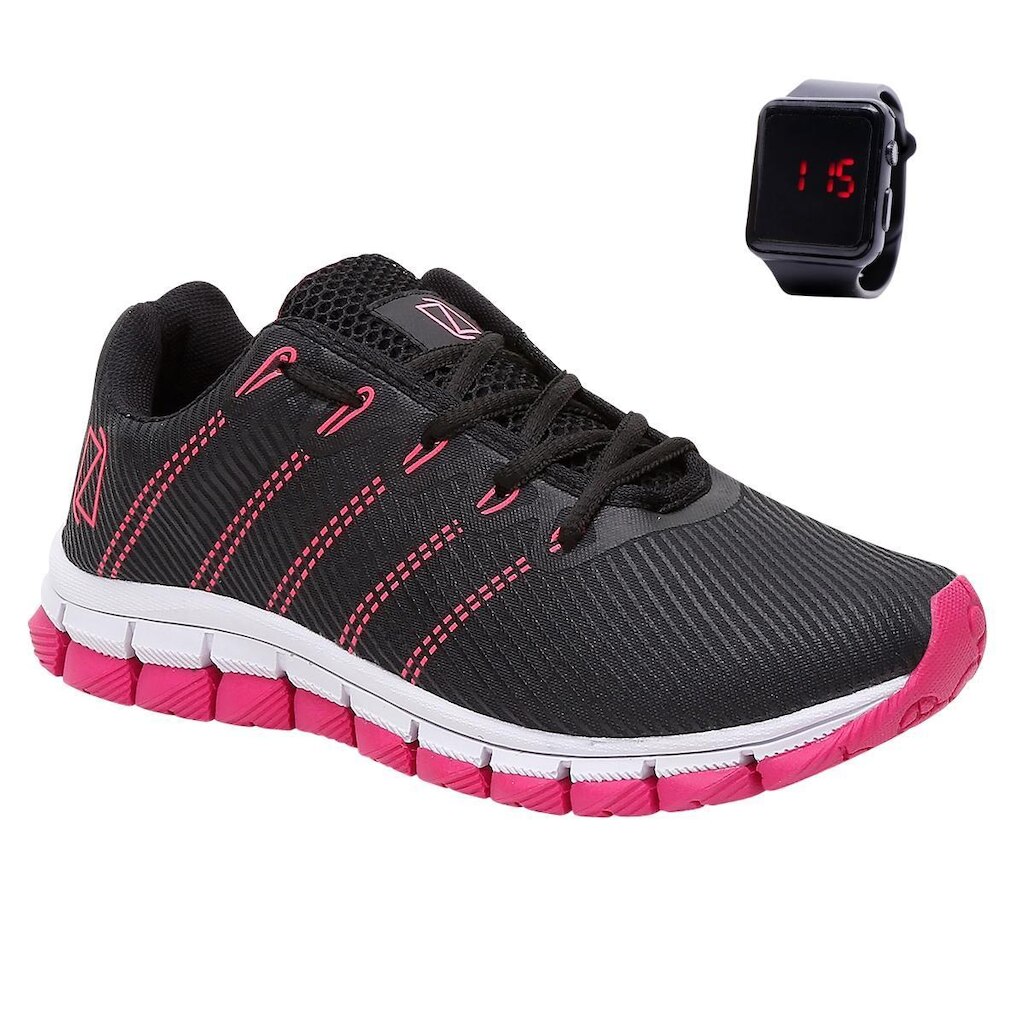 Tênis Feminino Caminhada Academia Leve Confortável + Relógio