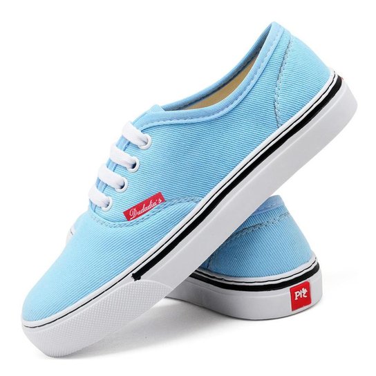 Tenis Feminino Cano Baixo Skateboard Casual Old School Confort - Azul Menor preço em Tenis Feminino Cano Baixo Skateboard Casual Old School Confort - Azul