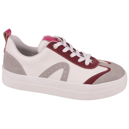 Tenis Feminino Casual Bebece T2141-808 Cadarços Modinha Branco