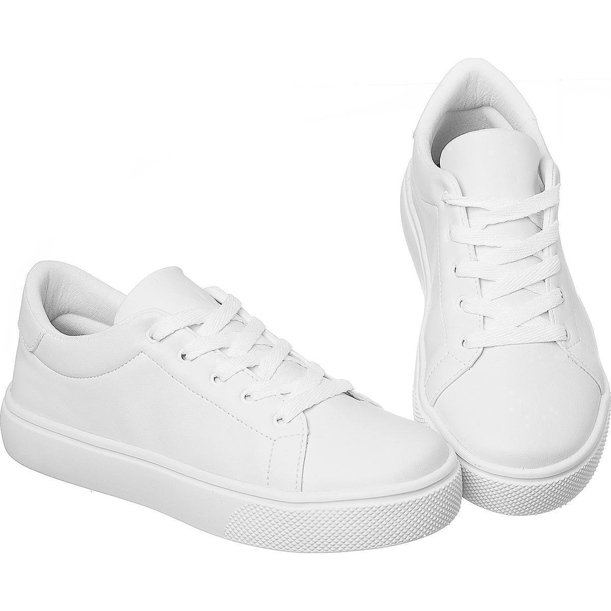 Tênis Feminino Casual Confortável Básico Branco Sapatênis Branco