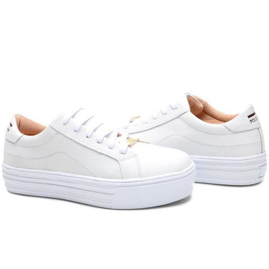 Tênis Feminino Casual de Couro Branco Netshoes