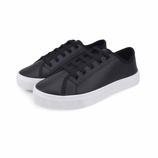 Tênis Feminino Casual Liso Flatform Básico Conforto Original Preto