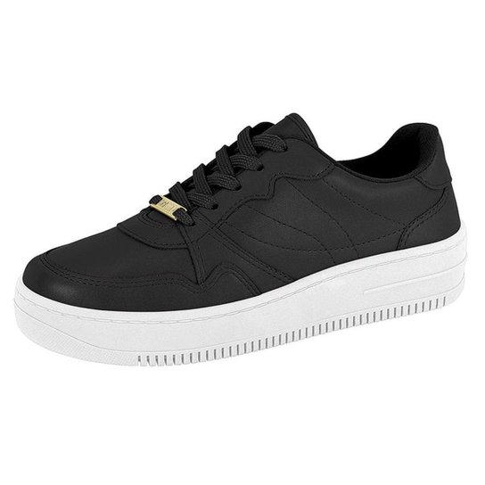 Tênis Feminino Casual Pelica Preto Branco Vizzano Preto