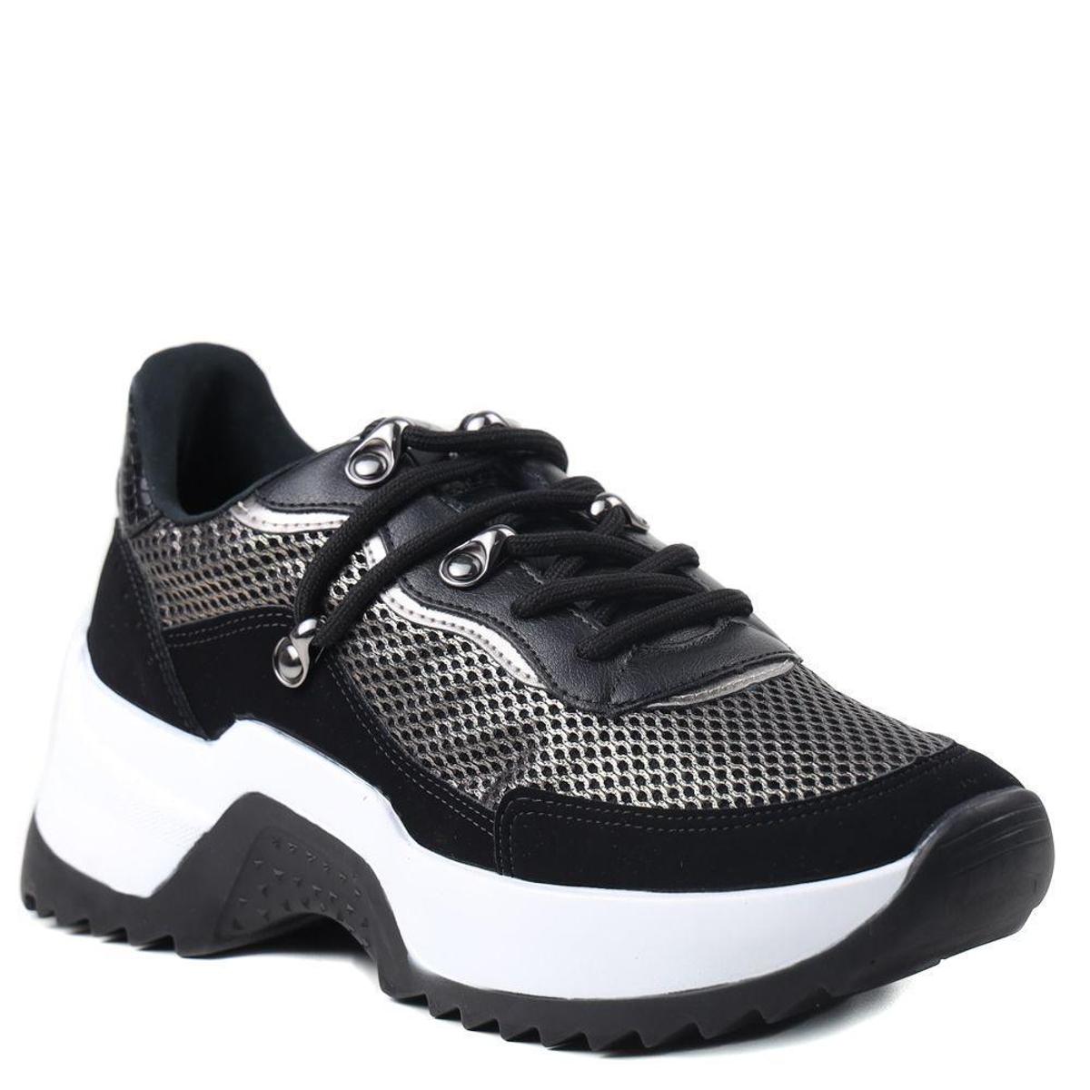 Tênis Feminino Chunky Croco Via Marte Metalizado 21-2504 - Preto | Netshoes