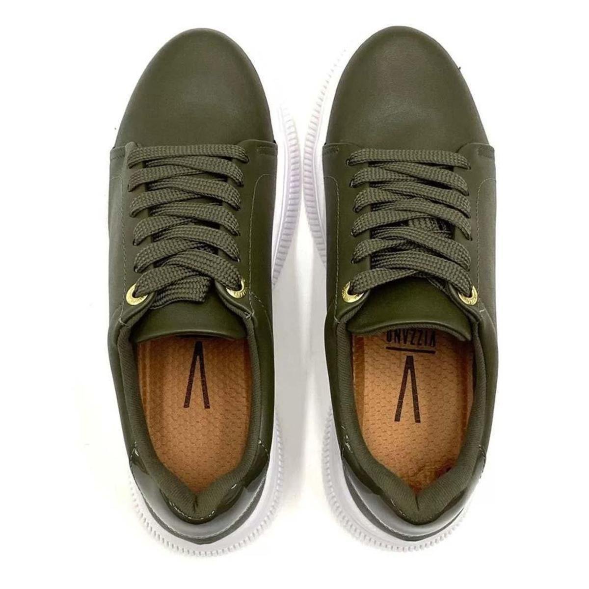 Tênis Feminino Chunky Pelica Verniz Oliva Branco Vizzano