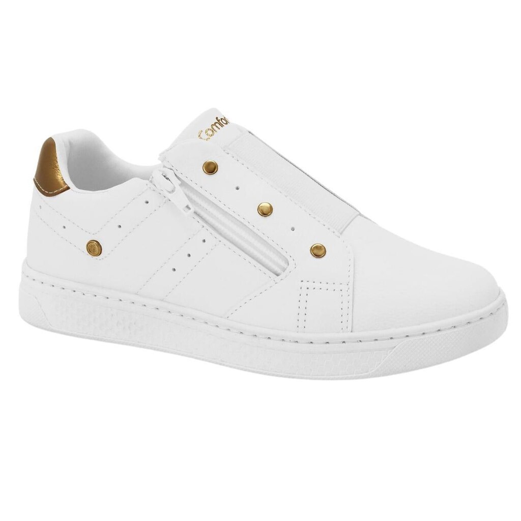 Tenis Feminino Comfort Flex Couro Casual