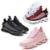 Tênis Feminino Corrida Running Leve Treino Kit 3 Peças - Preto+Rosa