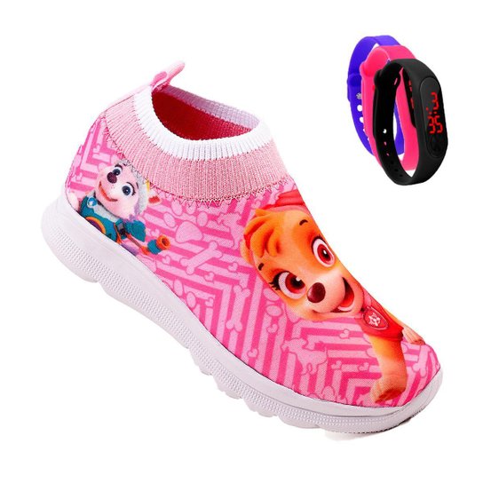 Led Infantil Tenis Patrulha Canina Com Led Tenis Feminino De Led
