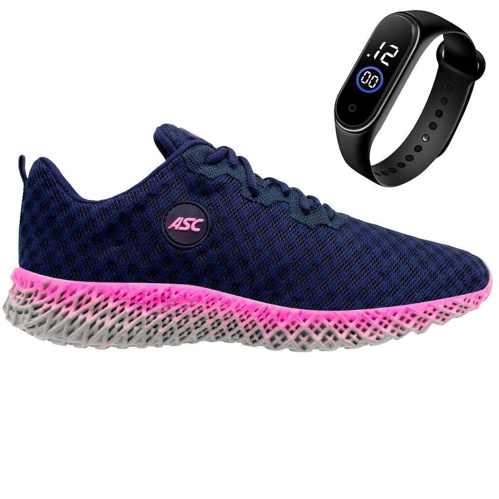 Tenis Feminino Esporte Com Cadarço Academia Caminhada Conforto Com Relógio