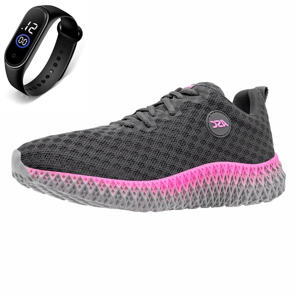 Tenis Feminino Esporte de Amarrar Academia Ortopêdico + Relógio