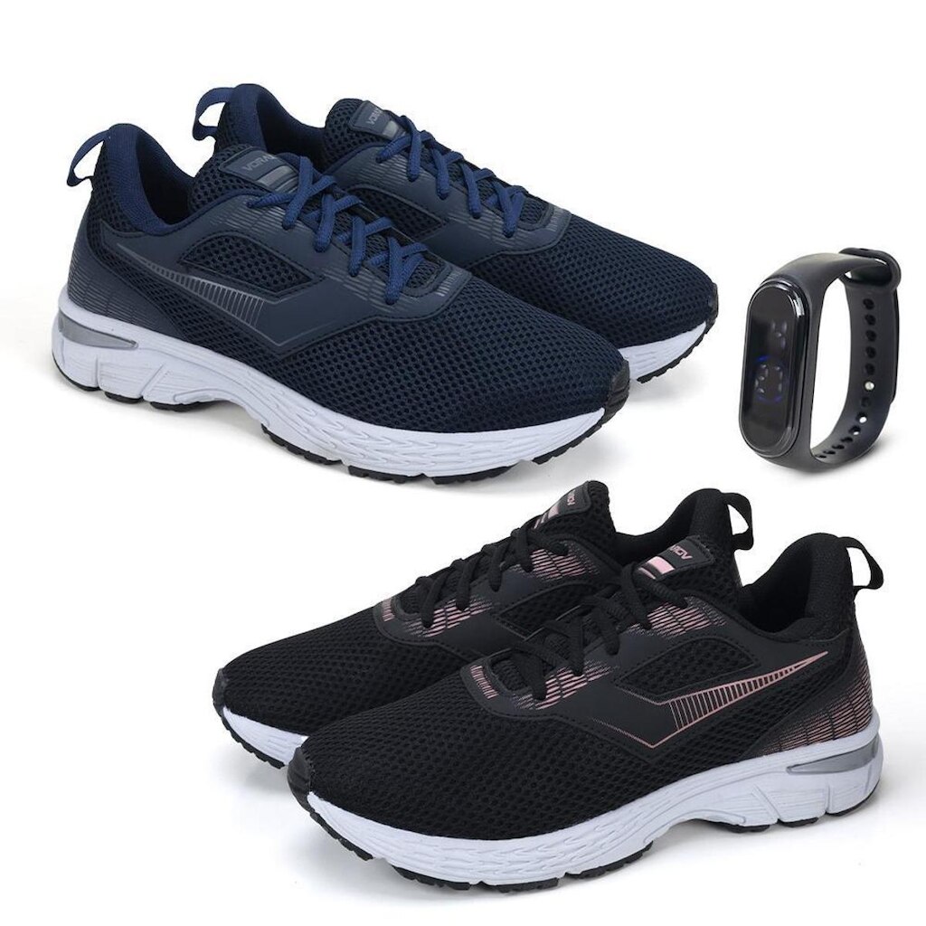 Tênis Feminino Esporte + Relógio Silicone Digital Kit 2