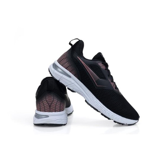 Tênis Feminino Esportivo Cadarço Conforto Caminhada Fitness - Preto+Rosa Menor preço em Tênis Feminino Esportivo Cadarço Conforto Caminhada Fitness - Preto+Rosa