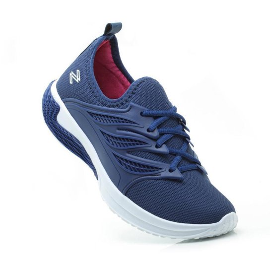 Tênis Feminino Esportivo Calce Fácil Conforto Leve Macio - Azul Menor preço em Tênis Feminino Esportivo Calce Fácil Conforto Leve Macio - Azul