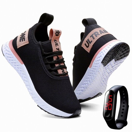 Tênis Feminino Esportivo Caminhada Ultrabone Leve + Relógio - Preto é ruim? Tênis Feminino Esportivo Caminhada Ultrabone Leve + Relógio - Preto é boa?