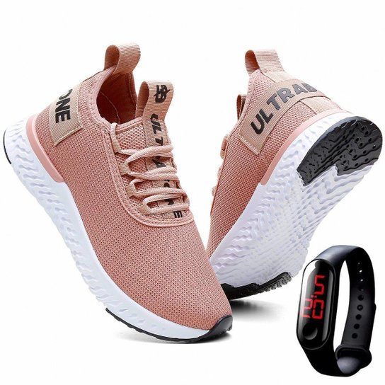 Tênis Feminino Esportivo Caminhada Ultrabone Leve + Relógio - Rosa é ruim? Tênis Feminino Esportivo Caminhada Ultrabone Leve + Relógio - Rosa é boa?
