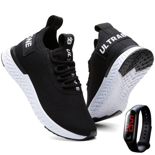 Tênis Feminino Esportivo Caminhada Ultrabone Leve + Relógio - Preto+Branco é ruim? Tênis Feminino Esportivo Caminhada Ultrabone Leve + Relógio - Preto+Branco é boa?
