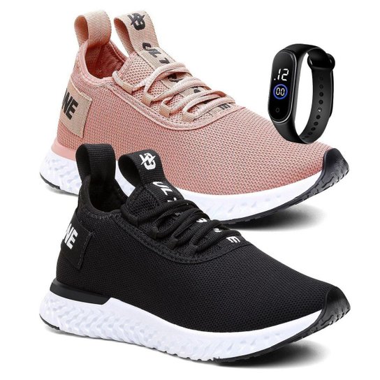 Tênis Feminino Esportivo Confortável Ultrabone Kit Reógio
