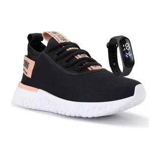 Tênis Feminino Esportivo Leve Macio De Caminhada Meia Para Academia + Relógio