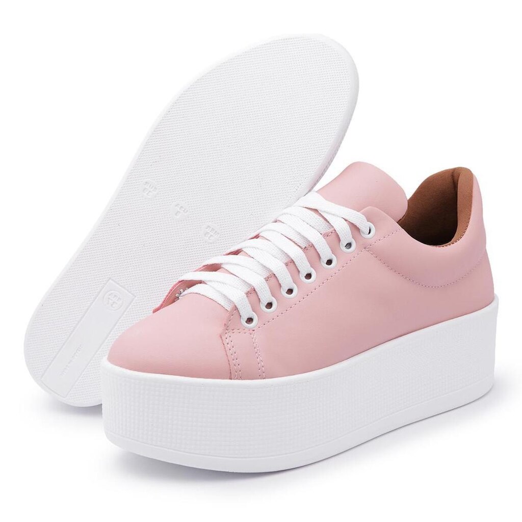 Tênis Feminino Flat Form Casual Confortável Moderno Cadarço