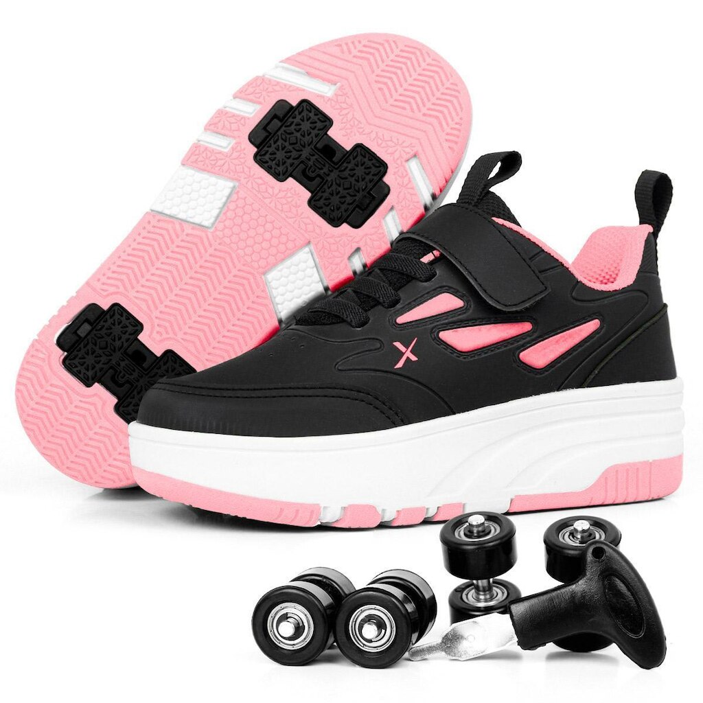 Tenis Feminino Infantil Casual Com Rodinhas Duplas Diversao Garantida