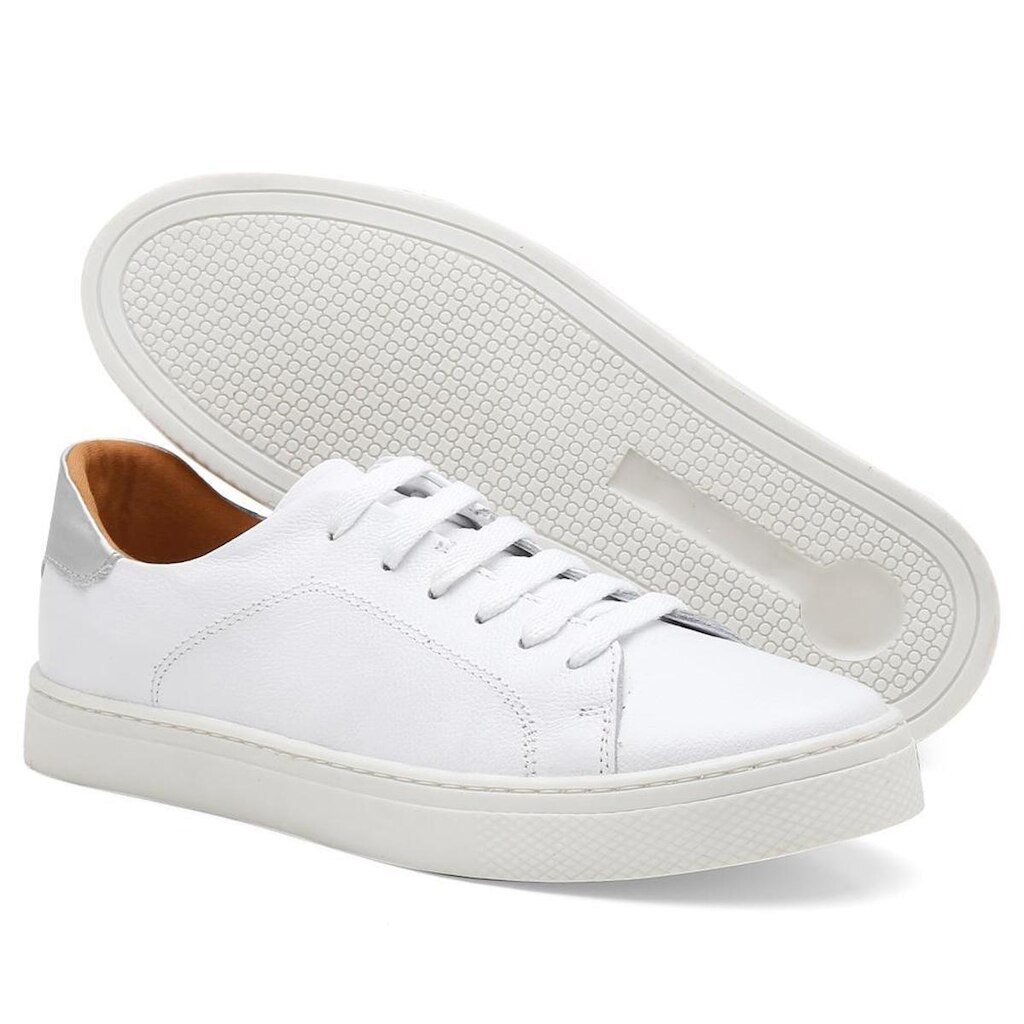 Tênis Feminino Ipê Mulato Couro Extra White and Silver