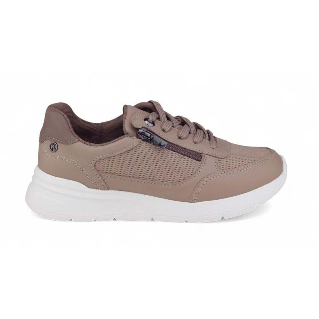 Tênis Feminino Kolosh Jogging em Couro com Ziper