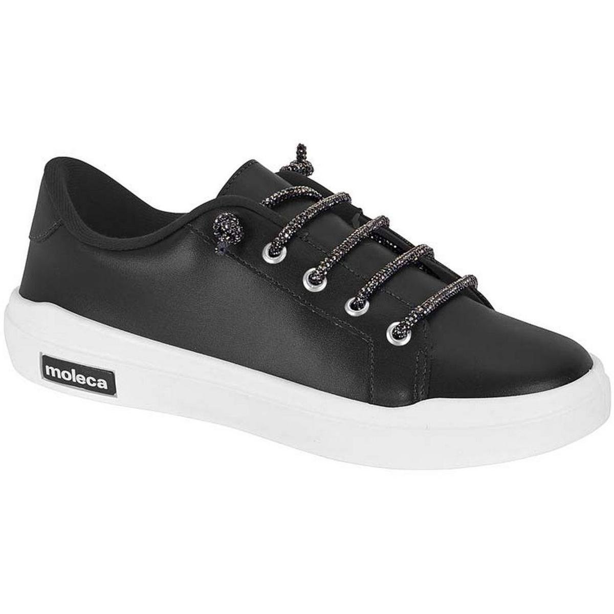 Tênis Casual Sapatenis Feminino Preto Com Brilho Tenis De Brilho