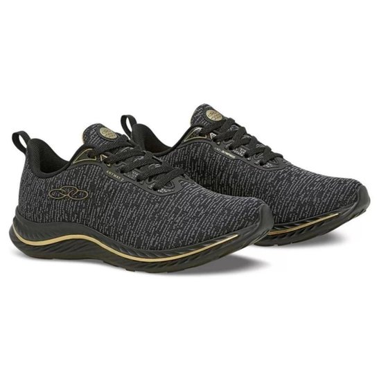 Tênis Feminino Olympikus Anyway 2 Esportivo - Preto+Dourado Menor preço em Tênis Feminino Olympikus Anyway 2 Esportivo - Preto+Dourado