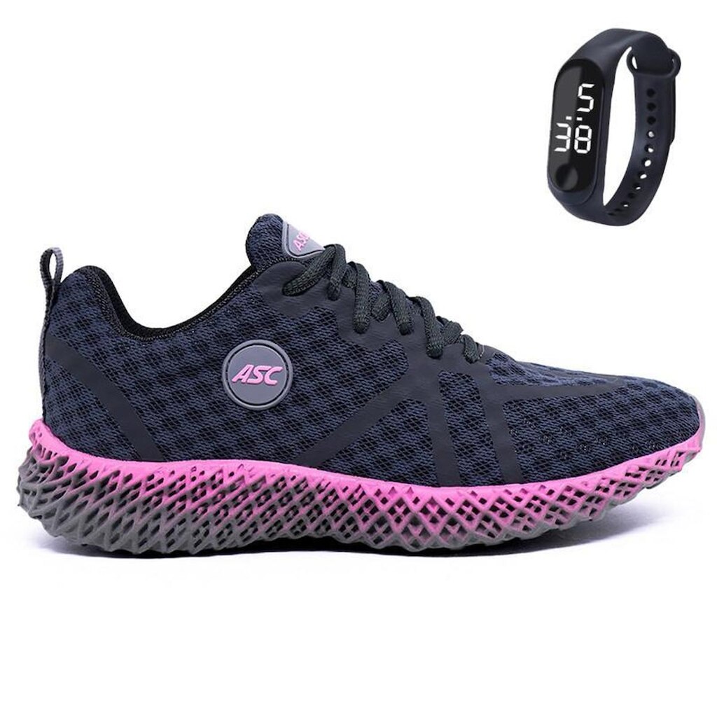 Tênis Feminino Para Academia Caminhada ASC Conforto Com Relógio GT3