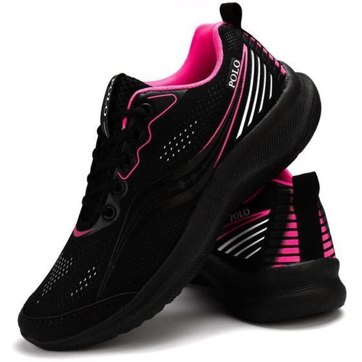 Tenis Feminino Para Academia Com Cadarços Confortavel - Preto | Netshoes