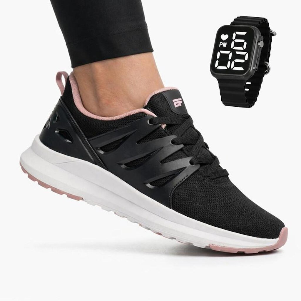Tênis Feminino Para Academia Confortável e Estiloso BF Shoes + Relógio Digital