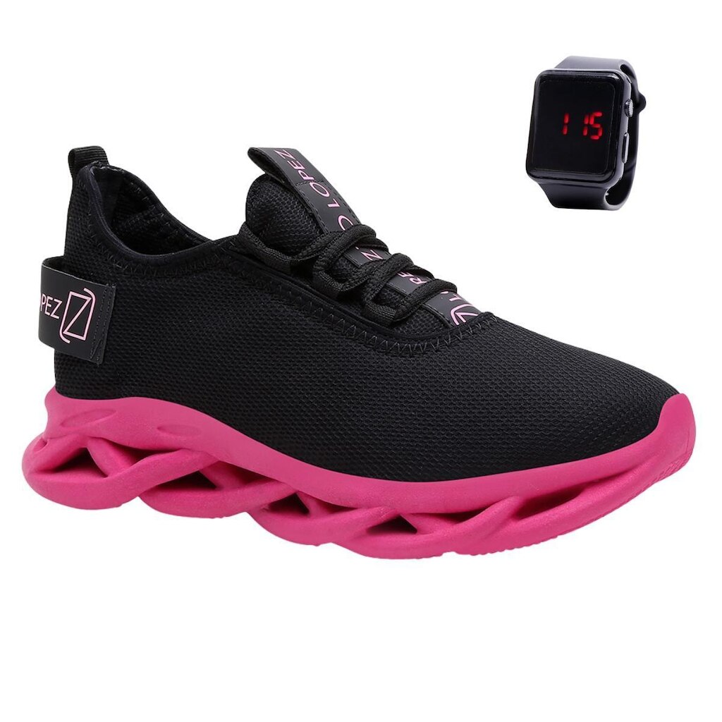 Tênis Feminino para Caminhada Academia Super Leve Resistente + Relógio