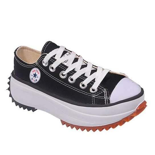 Tênis Feminino Plataforma Casual Run Hike Low Ox - Preto Menor preço em Tênis Feminino Plataforma Casual Run Hike Low Ox - Preto