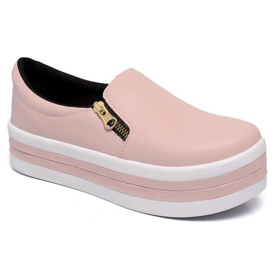 Tênis Feminino Plataforma Com Ziper Sola Alta Sapato Sapatenis - Rosa é ruim? Tênis Feminino Plataforma Com Ziper Sola Alta Sapato Sapatenis - Rosa é boa?