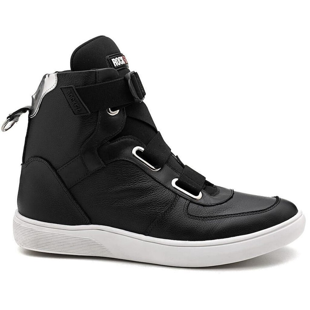 Tênis Feminino Rock Fit Pearl Jam Couro Cano Alto Elástico