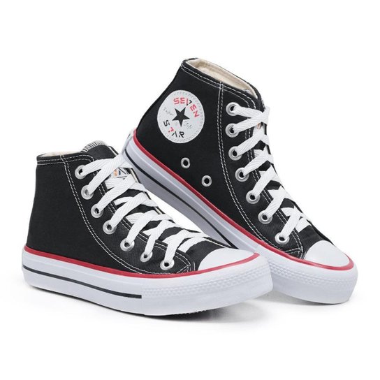 Tenis Feminino Seven Star Cano Alto Longo Casual All Botinha - Preto Menor preço em Tenis Feminino Seven Star Cano Alto Longo Casual All Botinha - Preto