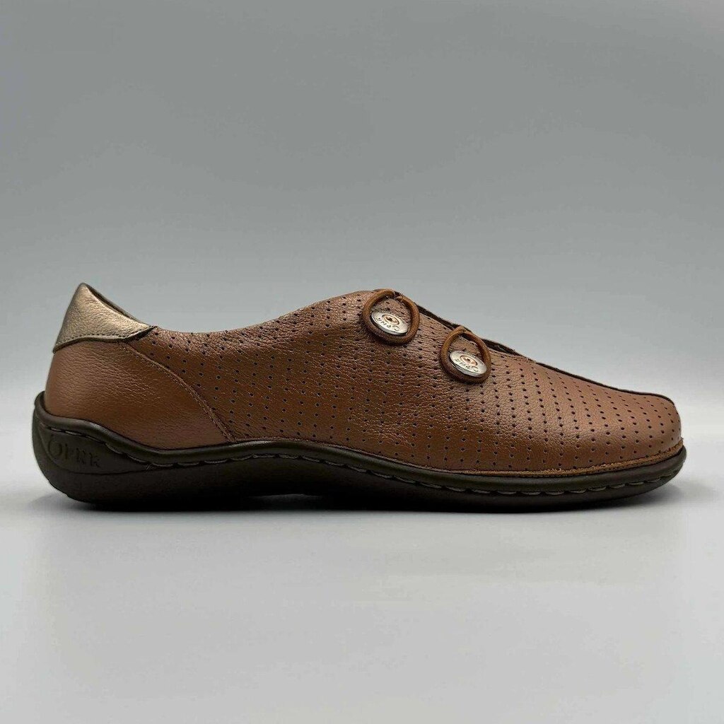 Tênis Feminino Slim Fly Couro Opananken 74508 - Caramelo