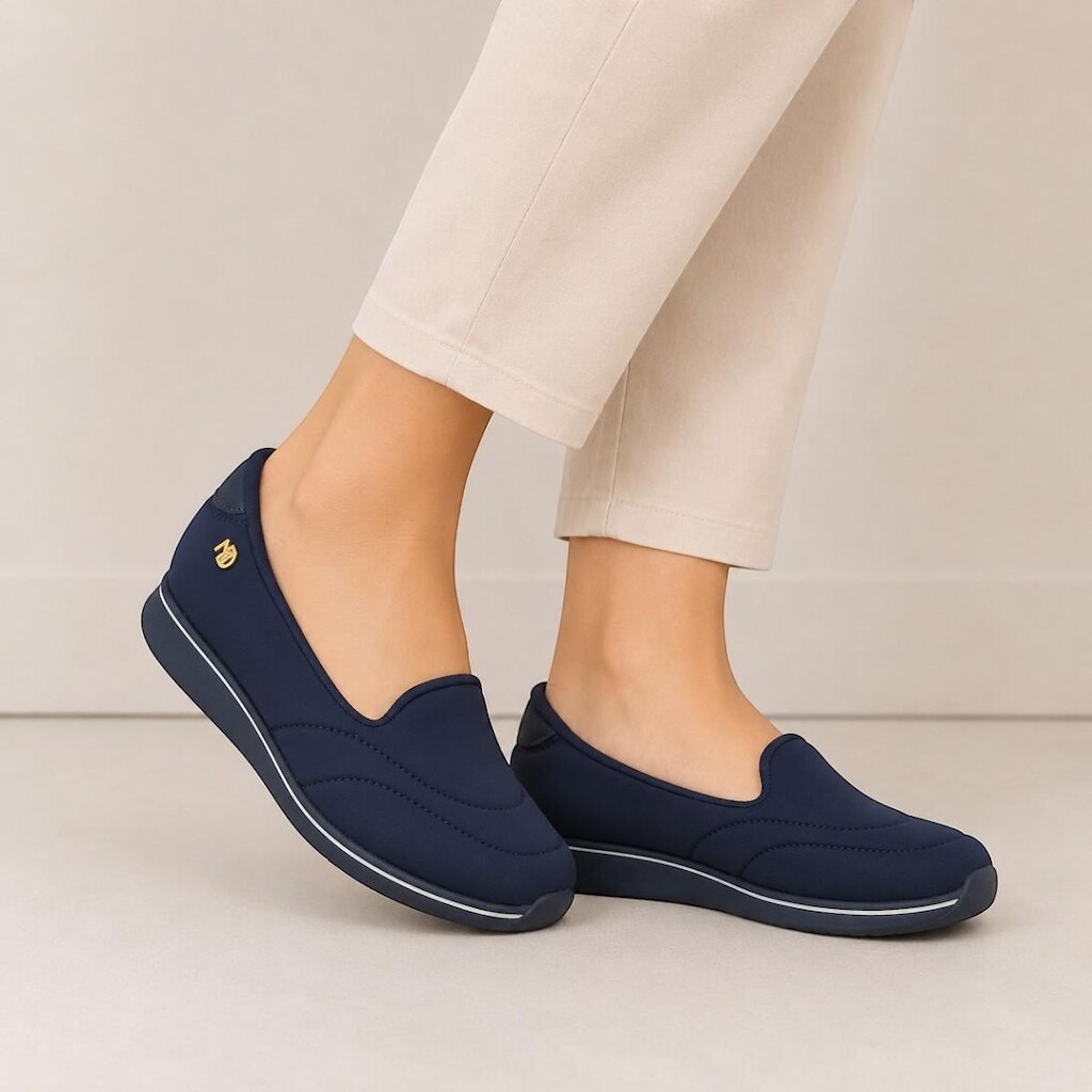 Tênis Feminino Slip On Leve e Confortável Anatômico Napa e Lycra 7358222