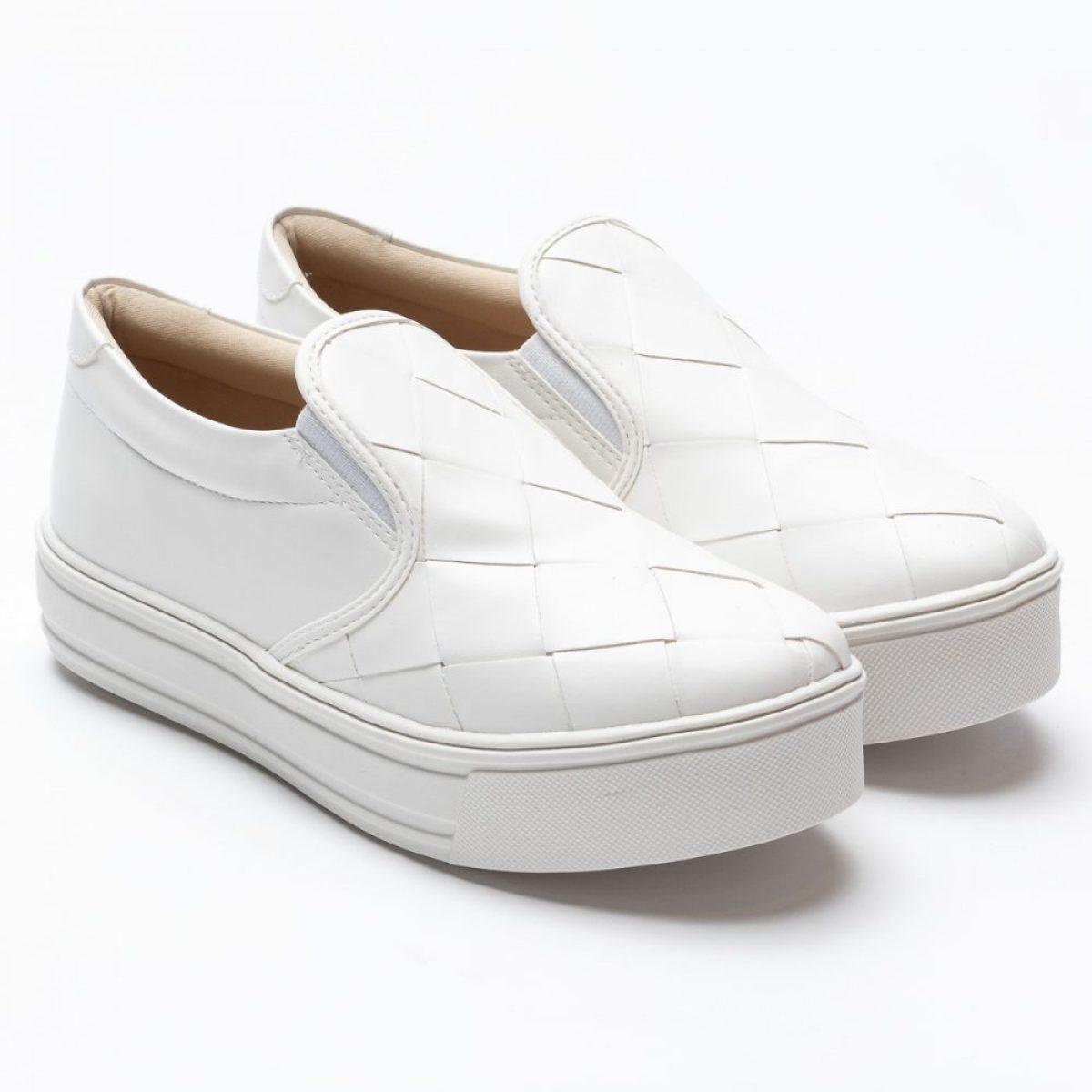 Tênis Feminino Slip On Matelassê Flatform Casual - Branco | Netshoes