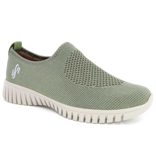 Tênis Feminino Slip On Tricot Monograma Sálvia Usaflex AE2208
