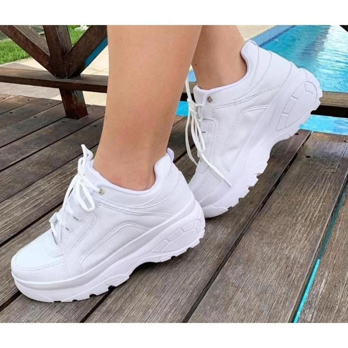 Tenis Feminino Sneaker Plataforma Chunky Blogueiras Branco Buffalo - 39 ...