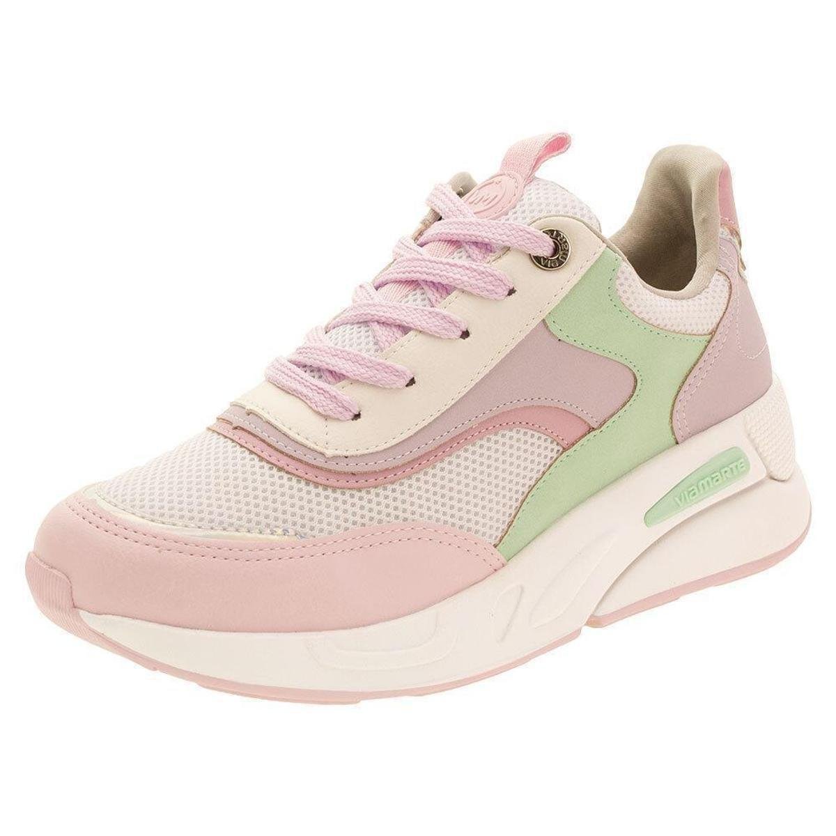 Tênis Feminino Sneaker Via Marte - 2113003 - Branco+Pink | Netshoes