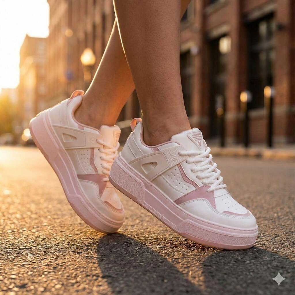 Tênis Feminino Via Marte Napa Soft Rosa Claro/Branco