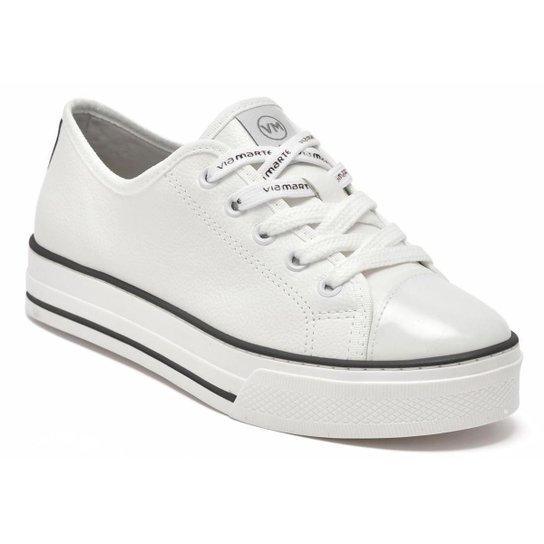 Tênis Feminino Via Marte Solado Alto Branco Napa 22-1107 - Branco Menor preço em Tênis Feminino Via Marte Solado Alto Branco Napa 22-1107 - Branco