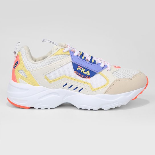 Tênis Fila Fresh Feminino - Off white+Coral Menor preço em Tênis Fila Fresh Feminino - Off white+Coral