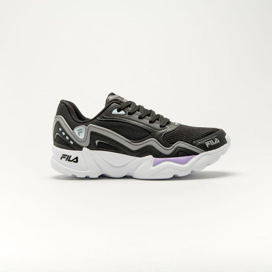 Tênis Fila Interceptor Feminino Fila - Preto+Azul Menor preço em Tênis Fila Interceptor Feminino Fila - Preto+Azul