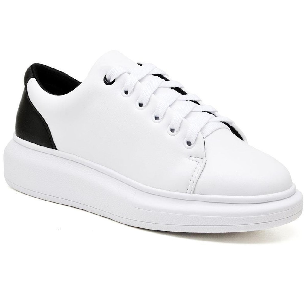 Tênis Flatform Liso Amarração Dia a Dia Feminino